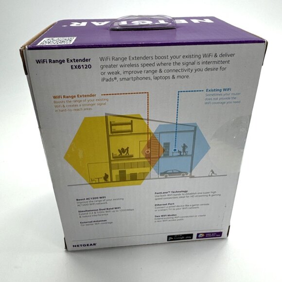 NETGEAR Wi-Fi Range Extender AC1200 EX6120 Coverage Up to 1500 Sq Ft NEW SEALED - Picture 3 of 6